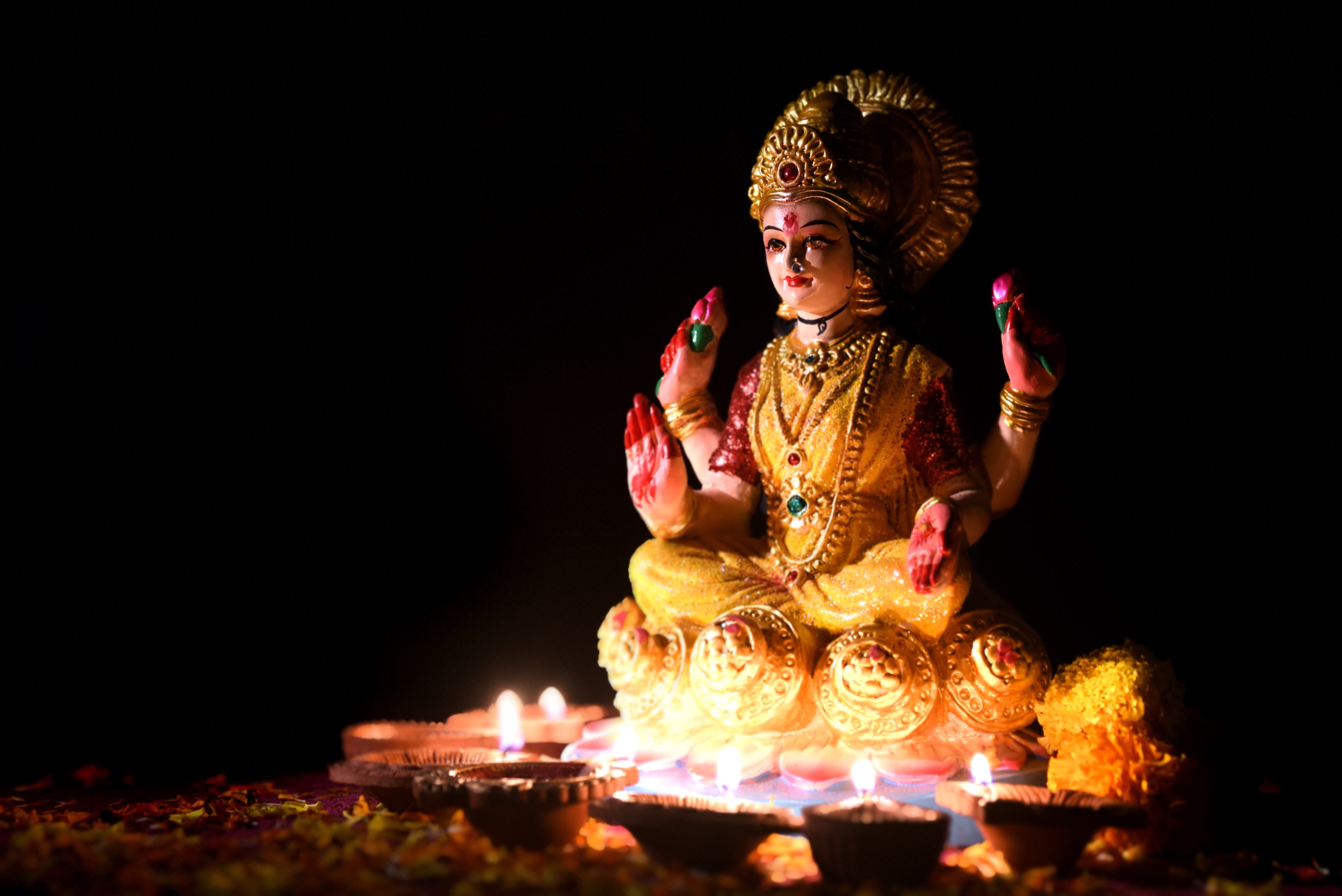 Lakshmi - Hindu goddess ,Goddess Lakshmi. Goddess Lakshmi during Diwali Celebration. Indian Hindu Light Festival called Diwali